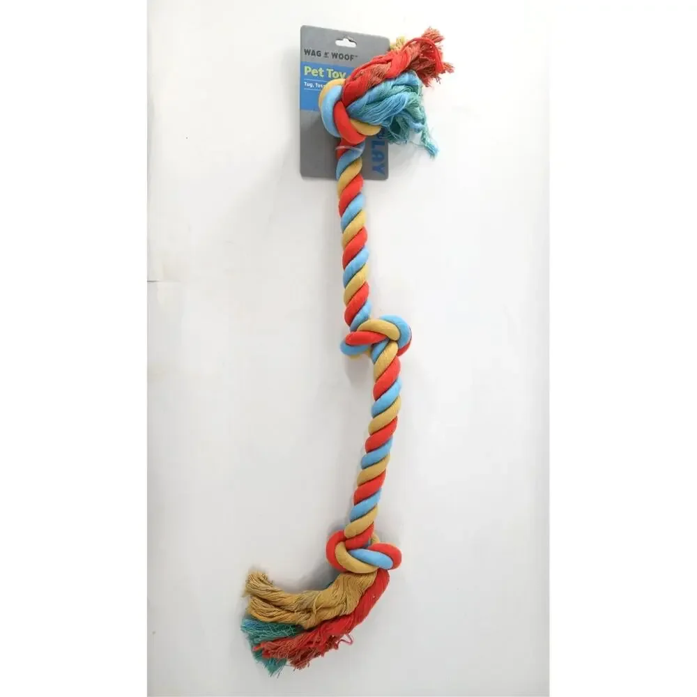 Wag N' Woof Colorful Braided Dog Rope Pet Toy Tug Fetch Play